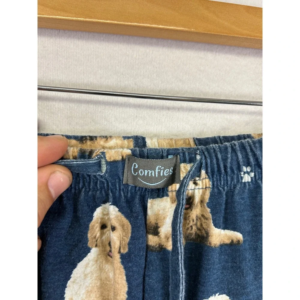 Dog Lover Comfies Unisex Large Navy Blue Golden Doodle Print Pajama Lounge Pants - Picture 3 of 11